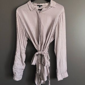 Long Stripped Tie Blouse